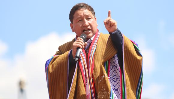 Guido Bellido amenazó al Congreso este domingo desde Cusco. Foto: Juan Sequeiros.