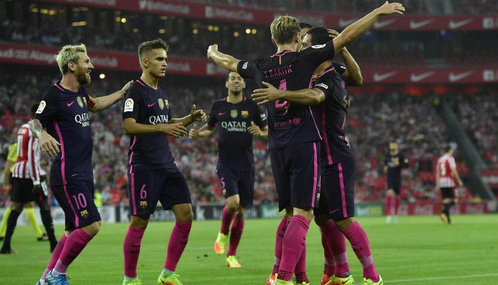 Barcelona venció por 1-0 al Athletic de Bilbao y es líder de la Liga española junto al Real Madrid. (AFP)