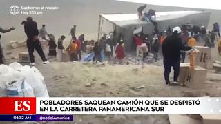 Pobladores saquean camión que se despistó en la Panamericana Sur  