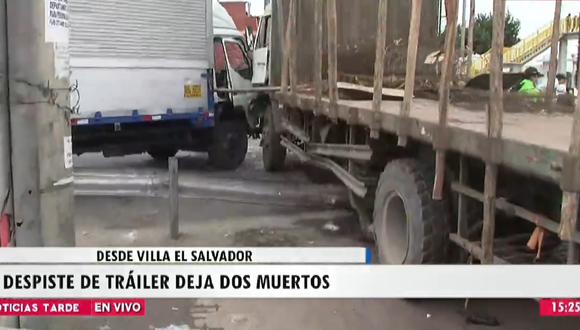 Despiste de tráiler dejó dos fallecidos en Villa El Salvador. (Foto: TV Perú)