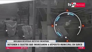Detienen a sujetos que ingresaron a depósito municipal en Surco para sacar mototaxi incautada