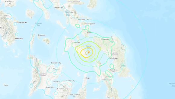 Terremoto de magnitud 6.6 sacude la región central de Filipinas. (USGS).