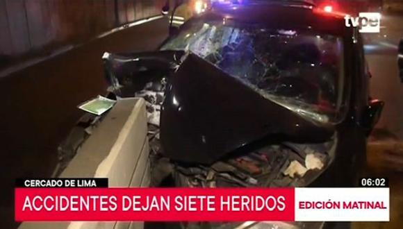 El exceso de velocidad sería la causa del despiste de los vehículos. (Captura: TV Perú Noticias)
