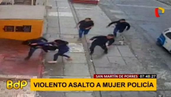 Violento robo a mujer policía registrado en la urbanización Palao. (Foto: Captura de video / Buenos Días Perú)