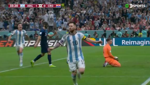 Lionel Messi anotó de penal el 1-0 de Argentina vs. Croacia. (Foto: Captura)