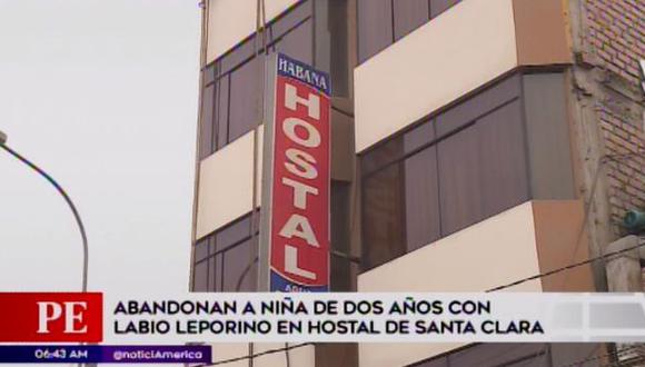 Una bebé de dos años fue abandonada en un hotel por más de 10 horas. (Foto: América TV)