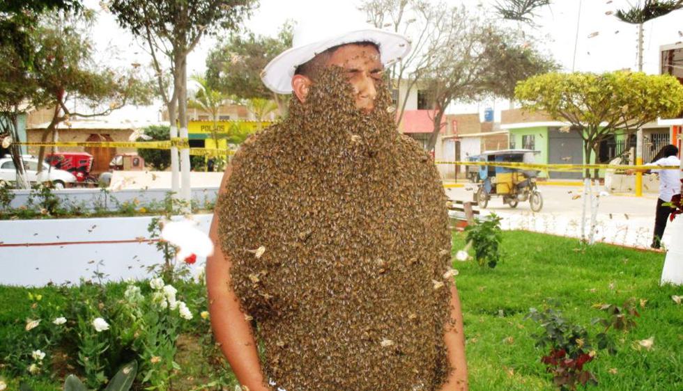 Lambayeque: Joven soportó más de 70,000 abejas en su cuerpo y ganó concurso tradicional de Illimo. (Facebook)