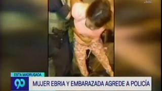 Cercado de Lima: Mujer gestante y en aparente estado de ebriedad agrede a policía [Video]