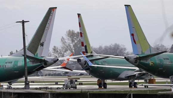 Ocho aviones Boeing 737 MAX estacionados cerca de las instalaciones de ensamblaje de Boeing Co. 737 en Renton, Washington. (Foto: AP)