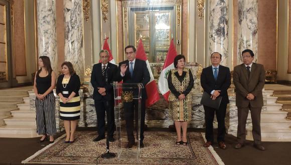 Martín Vizcarra brindó una conferencia de prensa tras reunirse con autoridades en Palacio de Gobierno. (Foto: Presidencia)