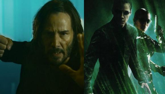 A la izquierda, una de las primeras imágenes de "The Matrix Resurrections" (2021). A la derecha, el póster de "Matrix Revolutions" (2003), final de la trilogía original. Fotos: Warner Bros.