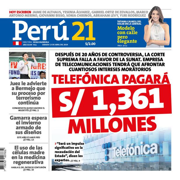 Telefónica pagará S/ 1,361 millones