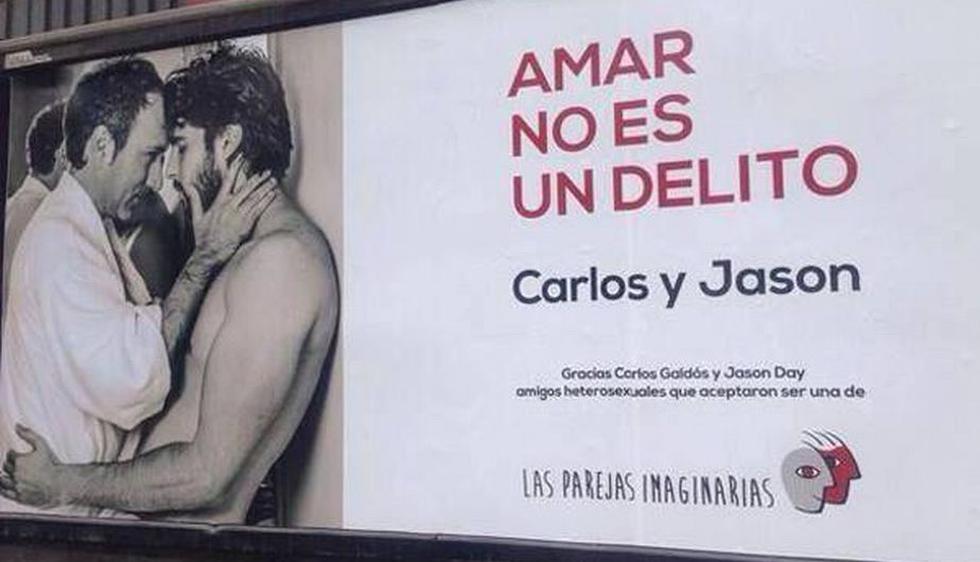 Carlos Galdós y Jason Day forman parte de una campaña contra la homofobia. “Amar no es un delito”, es la frase que se lee en los afiches. (Twitter)