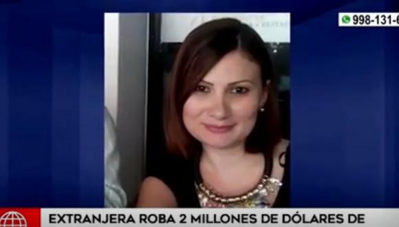 Iliana Carolina Ojeda Trejo robó de la empresa donde era gerenta general  2 millones 2 mil dólares. Foto: captura América TV