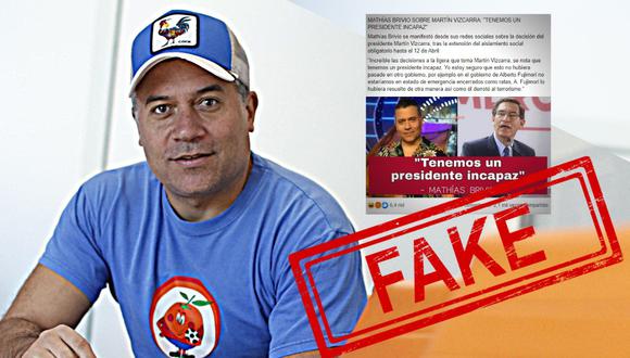 Mathías Brivio desmiente una publicación falsa en la que llama “incapaz” a Martín Vizcarra. (Instagram)