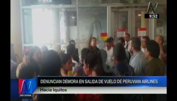 Pasajeros se quedaron varados en aeropuerto Jorge Chávez por retraso de vuelo a Iquitos. (Captura de video)