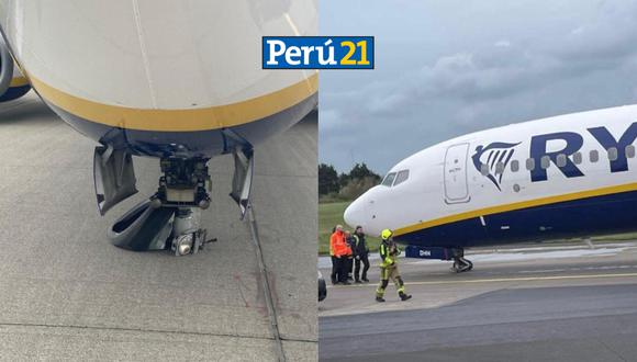 Avión saca chispas en pista de aterrizaje. (Foto: Composición Perú21 / @aviationbrk)