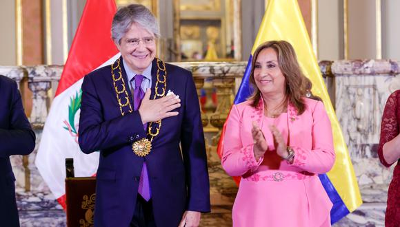 CONDECORADO. Guillermo Lasso recibió en Palacio de Gobierno la Orden El Sol del Perú (Foto: Presidencia).