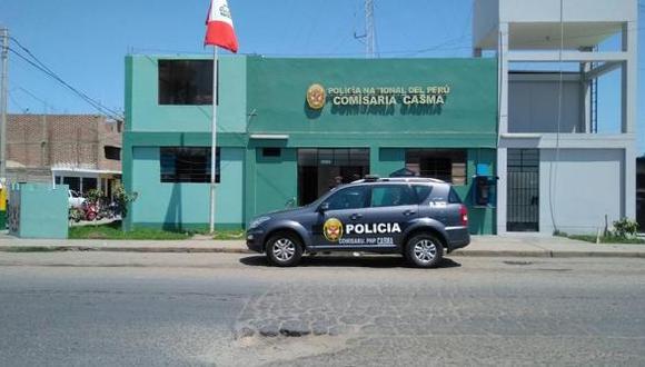 Casma. Comisaría del distrito donde permanece detenido el padre que devolvió los celulares robados por su hijo.
