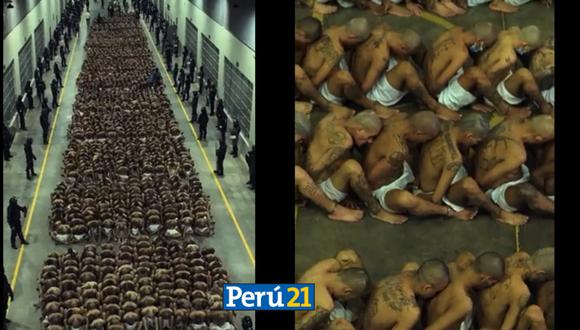 Con este segundo traslado se llega a la cifra de 4,000 presos en el centro antiterrorista./ Foto: Composición -Twitter de Bukele