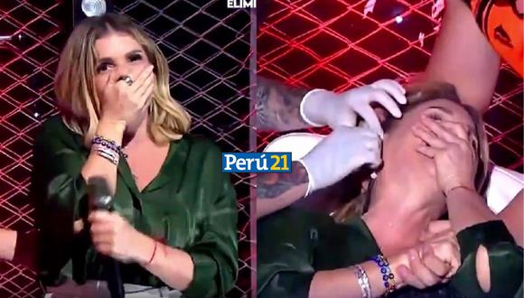 Johanna San Miguel  se hizo una perforación en la oreja en pleno programa en vivo. (Foto: América TV)