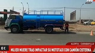 Una mototaxista murió tras chocar con un camión cisterna en Carabayllo