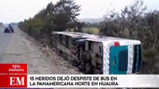 Panamericana Norte: 15 heridos tras volcadura de bus en Huaura