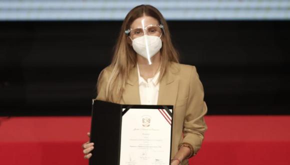 Adriana Tudela, vocera de Avanza País, cuestionó el reconocimiento otorgado al primer ministro Guido Bellido. (photo.gec)
