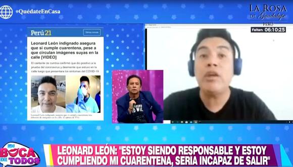 Leonard León desmiente que esté paseando por condominio donde vive: “Desde que entré a mi departamento, no he salido”. (Captura de TV)
