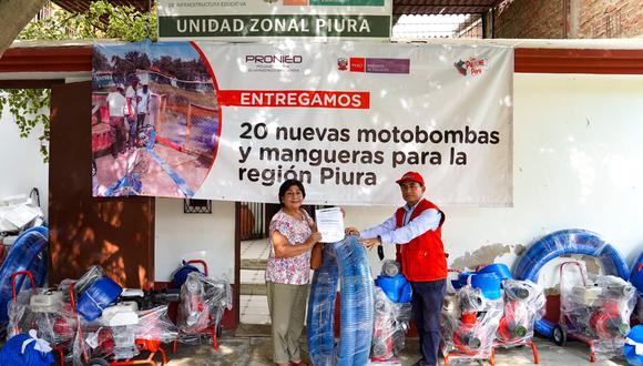 Las motobombas fueron distribuidas a las UGEL Tambogrande (3), Piura (3), Sullana (2), Paita (2),  Chulucanas (3), Morropón (3), La Unión (2) y Talara (2).