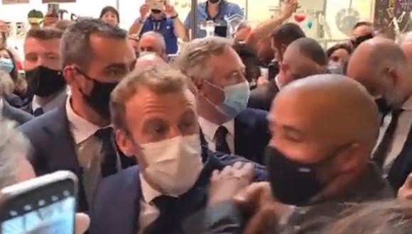 El presidente de Francia fue atacado durante un evento en Lyon. (Foto: Twitter)
