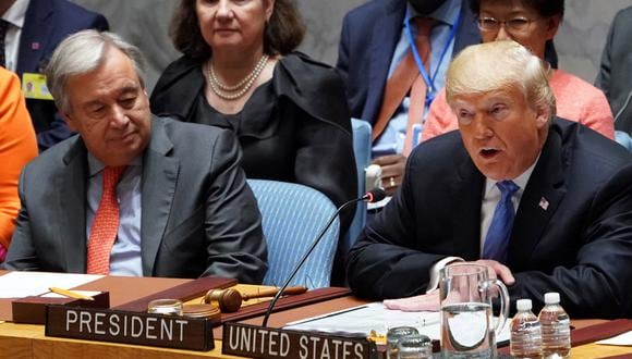 Una imagen de archivo del secretario general de la ONU, Antonio Guterres, junto al presidente de los Estados Unidos, Donald Trump. (Foto: AFP/Don Emmert/Archivo)