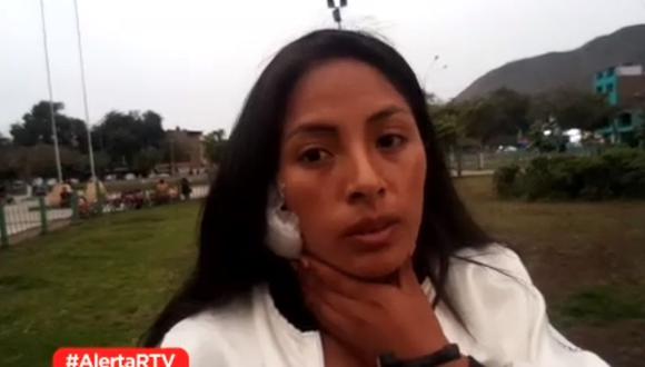 Mujer casi le arranca la oreja a rival con la boca en brutal pelea en el Agustino. (Captura RTV)