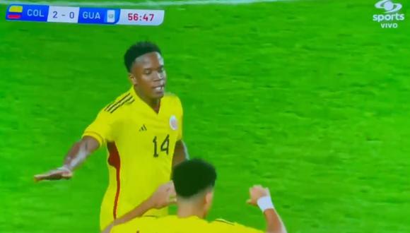 Luis Sinisterra anotó el 2-0 de Colombia vs. Guatemala. (Foto: Captura)