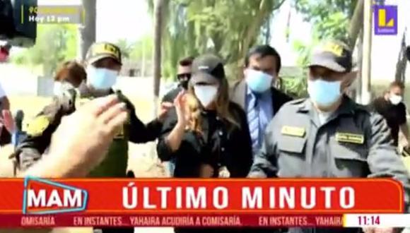 Yahaira Plasencia se presentó en comisaria de Cieneguilla para dar su descargo tras fiesta privada. (Foto: captura de video )