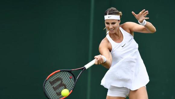 Mandy Minella jugó embarazada en Wimbledon. (AFP)