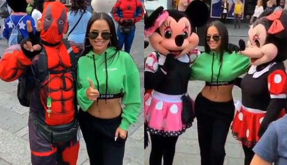 Natti Natasha se divierte en Nueva York junto a Deadpool y Minnie Mouse. (Foto: Captura de video)