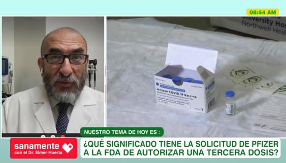 Imagen del doctor Elmer Huerta en su sección de salud en América TV. (Captura/AméricaTV).
