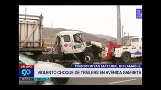 Choque de camiones que transportaban líquidos inflamables no dejó heridos en Ventanilla