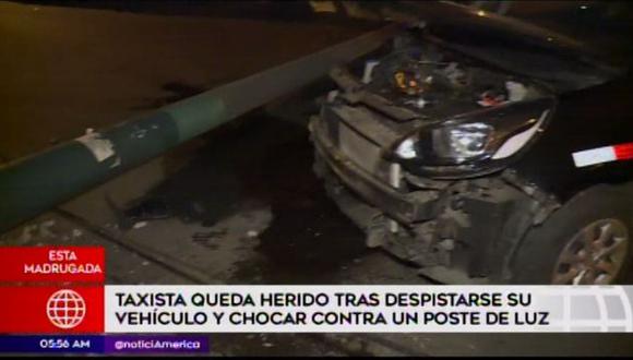 El taxista fue trasladado al hospital. (Foto: Captura/América Noticias)