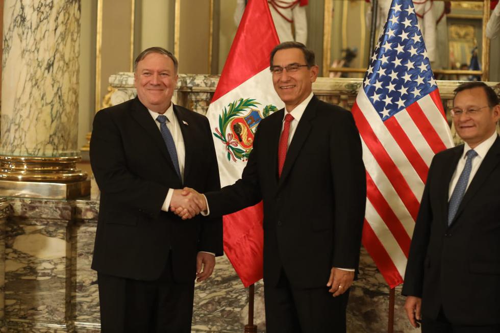 Presidente Martín se reúne con Mike Pompeo en Palacio de Gobierno. (Foto: Juan Ponce / GEC)