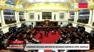 Pleno del Congreso rechaza moción de vacancia contra el presidente Pedro Castillo