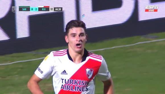 Gol de Julián Álvarez para el 3-0 de River Plate vs. Sarmiento. (Captura: ESPN)