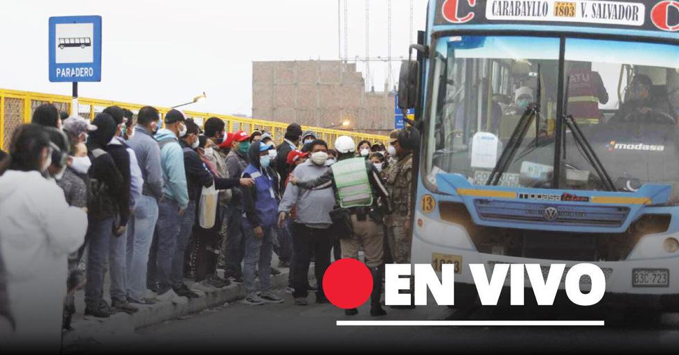 Paradero Puente Nuevo hoy con personas que pugnan por ir a sus trabajos. (Foto: Violeta Ayasta/GEC)