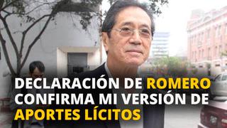 Jaime Yoshiyama señala que declaración de Dionisio Romero confirma su versión de aportes lícitos a Fuerza Popular [VIDEO]