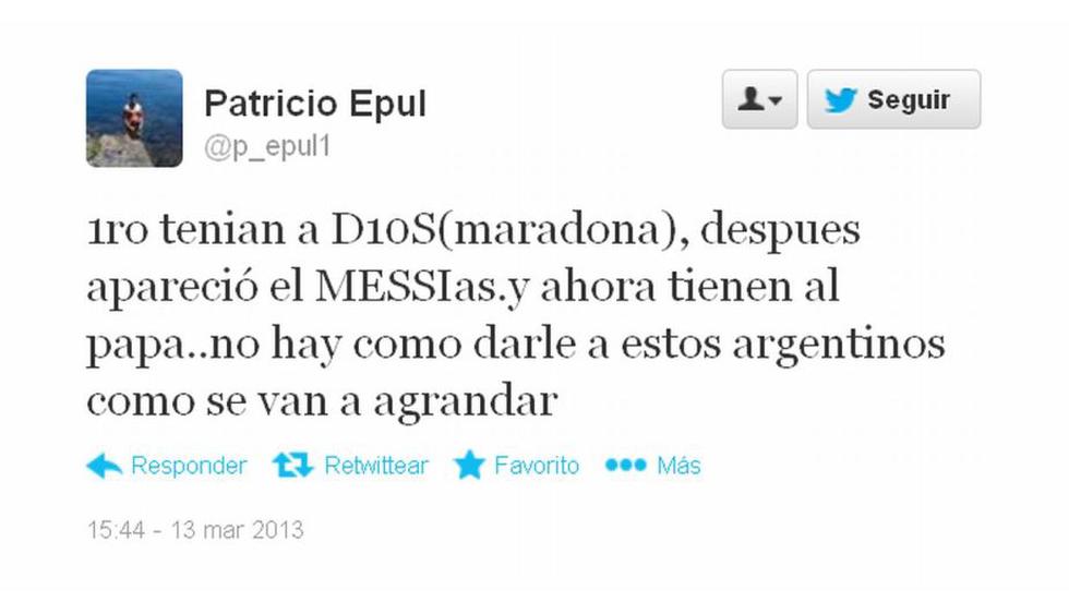 Tuiteros ironizaron la elección del argentino Jorge Mario Bergoglio. Captura: twitter.com