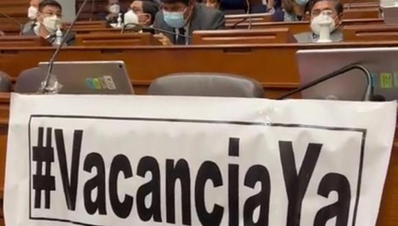 Pedro Castillo: Congreso suspende sesión por pancarta que decía: “#VacanciaYa”