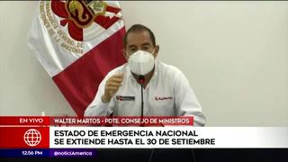 Coronavirus en Perú: estado de emergencia se prolongará hasta el 30 de septiembre