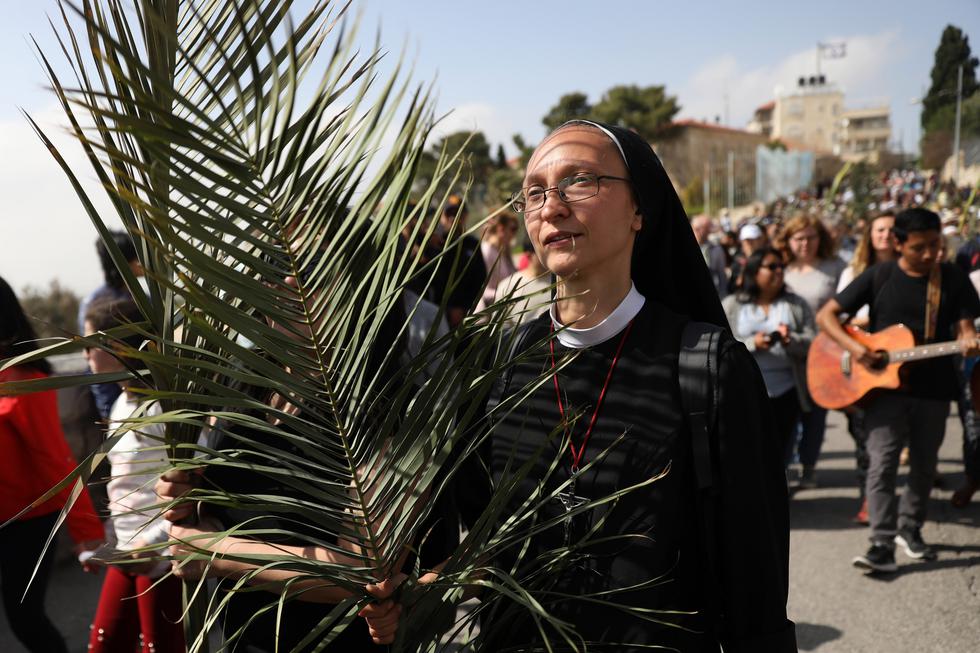 Miles de cristianos formaron parte de los festejos del Domingo de Ramos en Jerusalén. (Foto: AFP)