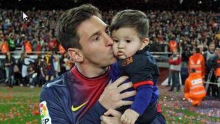 Lionel Messi en campaña de la Unicef junto a su hijo Thiago